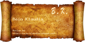 Bein Klaudia névjegykártya